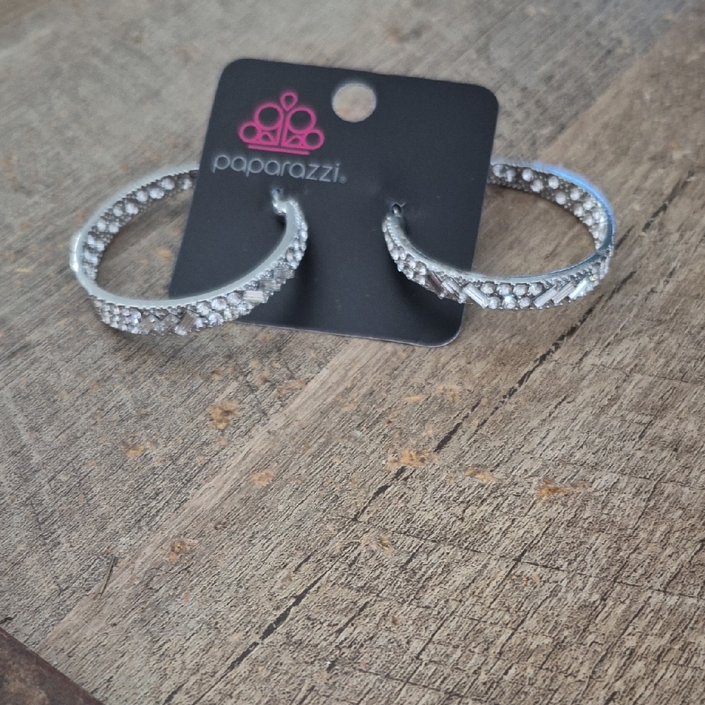 Paparazzi Silver Statement Earrings with Intricate Design
